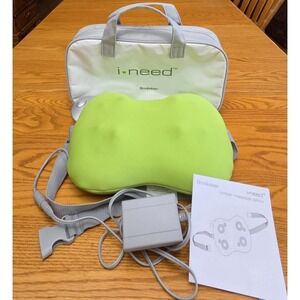 Brookstone I-NEED Lumbar Shiatsu Massager Back Pain Relief with Traveling Case